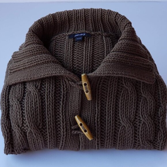 Cottagecore Brown Chunky Knit Cardigan Wooden Toggles Youth Med - Picture 3 of 6